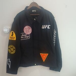 UFC Black Varsity Jacket with Patches